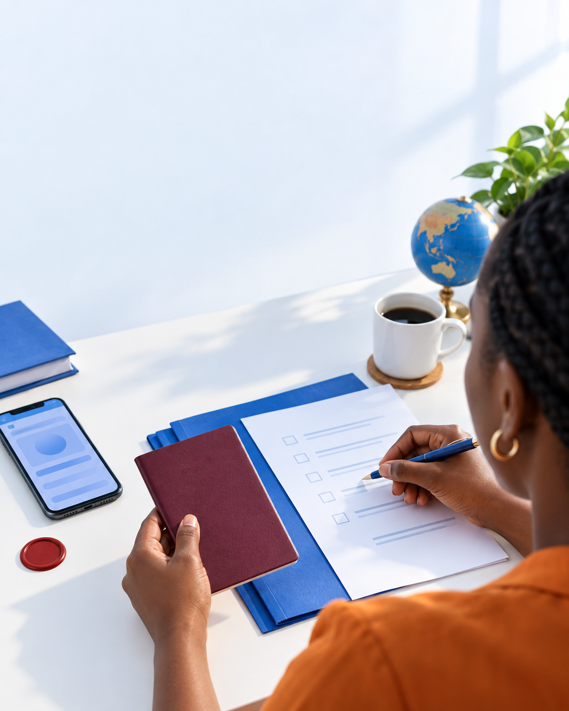 Traveller preparing a private visa document checklist